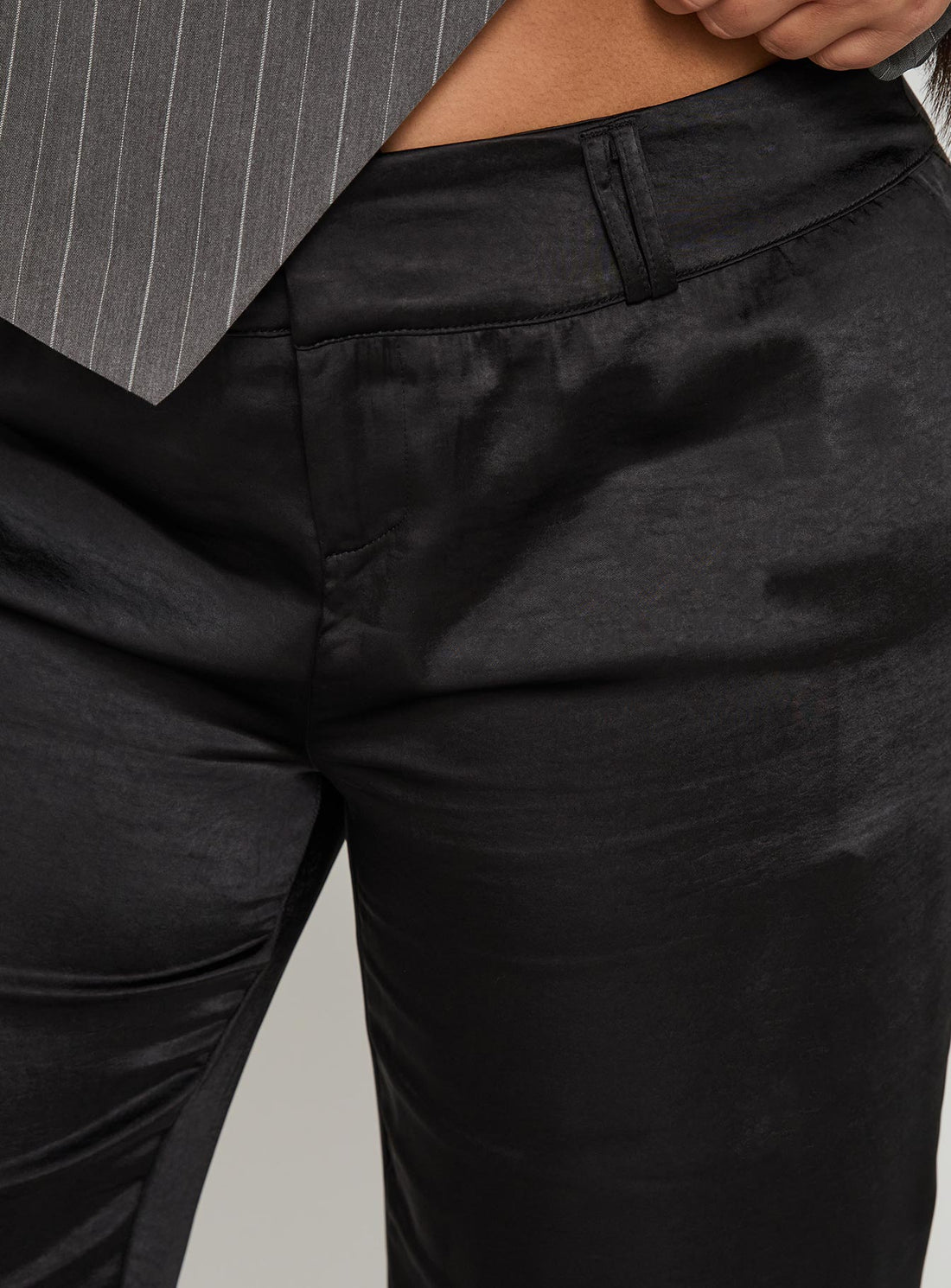 First Place Low Rise Satin Pant Black Curve