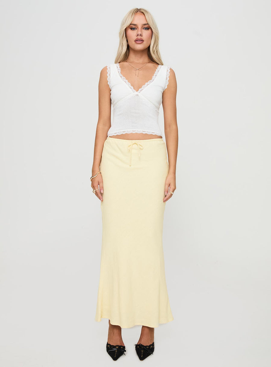 Mercer Linen Blend Maxi Skirt Lemon