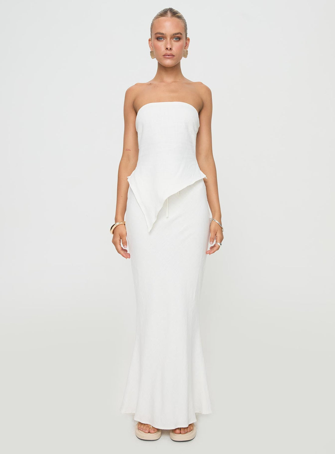 Mercer Linen Blend Maxi Skirt White