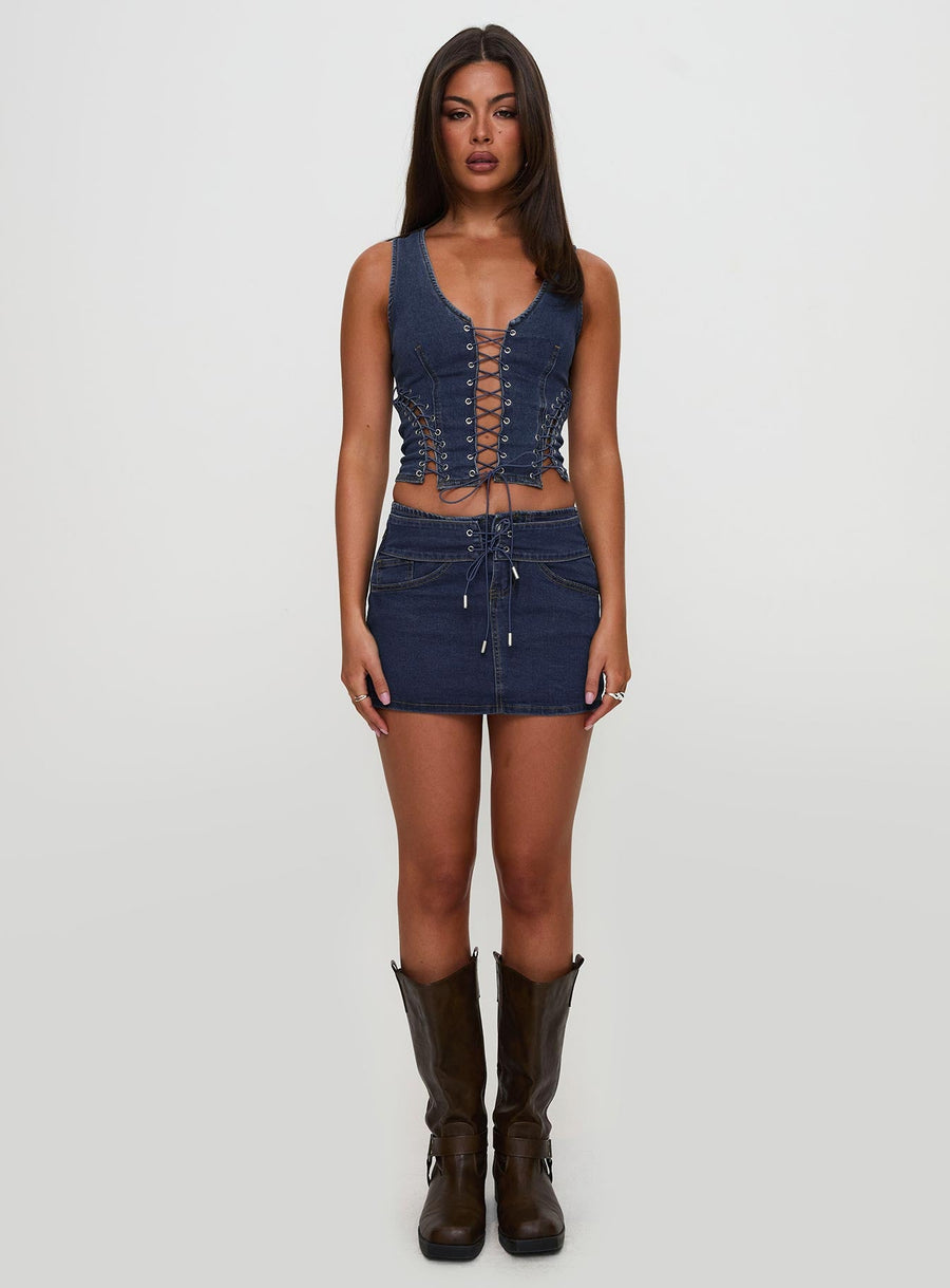 Edenette Top Mid Blue Wash