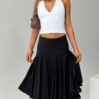Agnette Low Rise Midi Skirt Black
