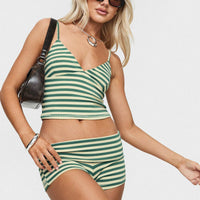 Miztaray Shorts Green / Cream Stripe