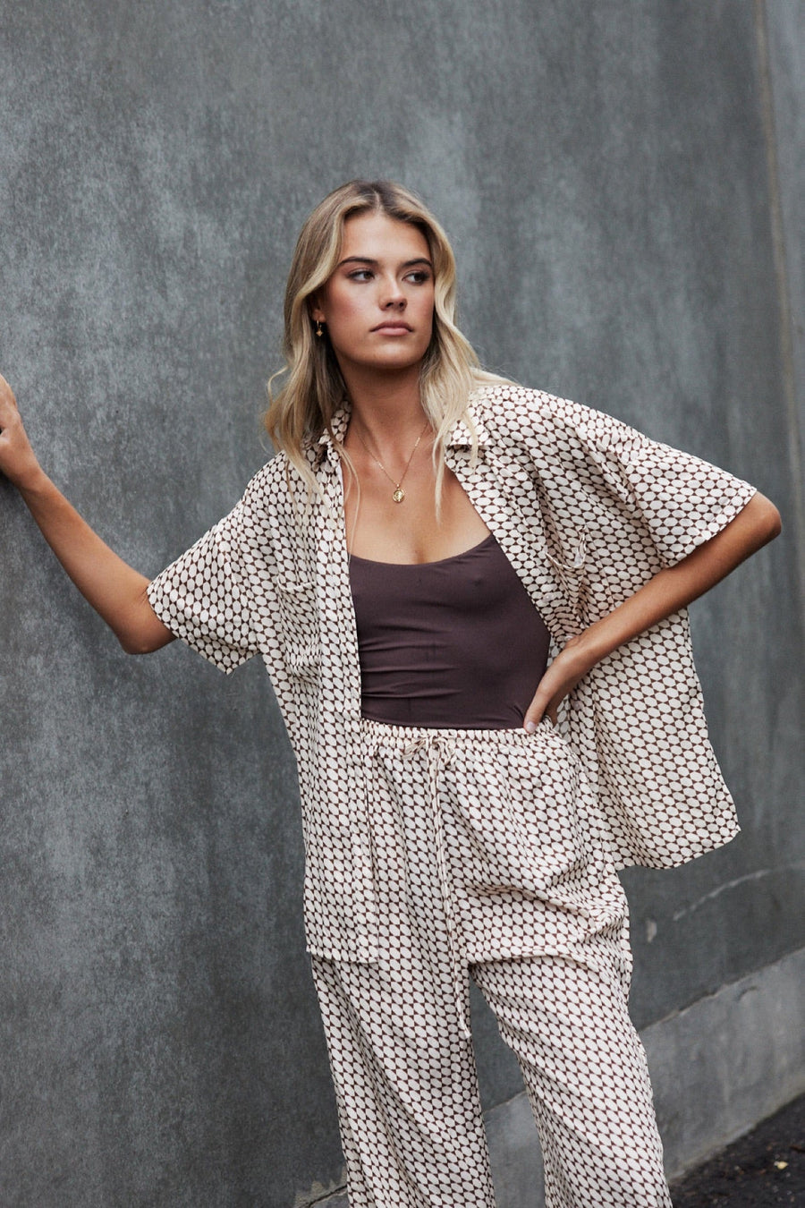 Riley Resort Shirt Brown Print