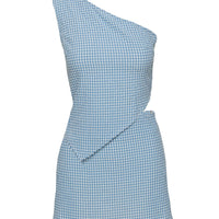 Dirst One Shoulder Set Blue Gingham