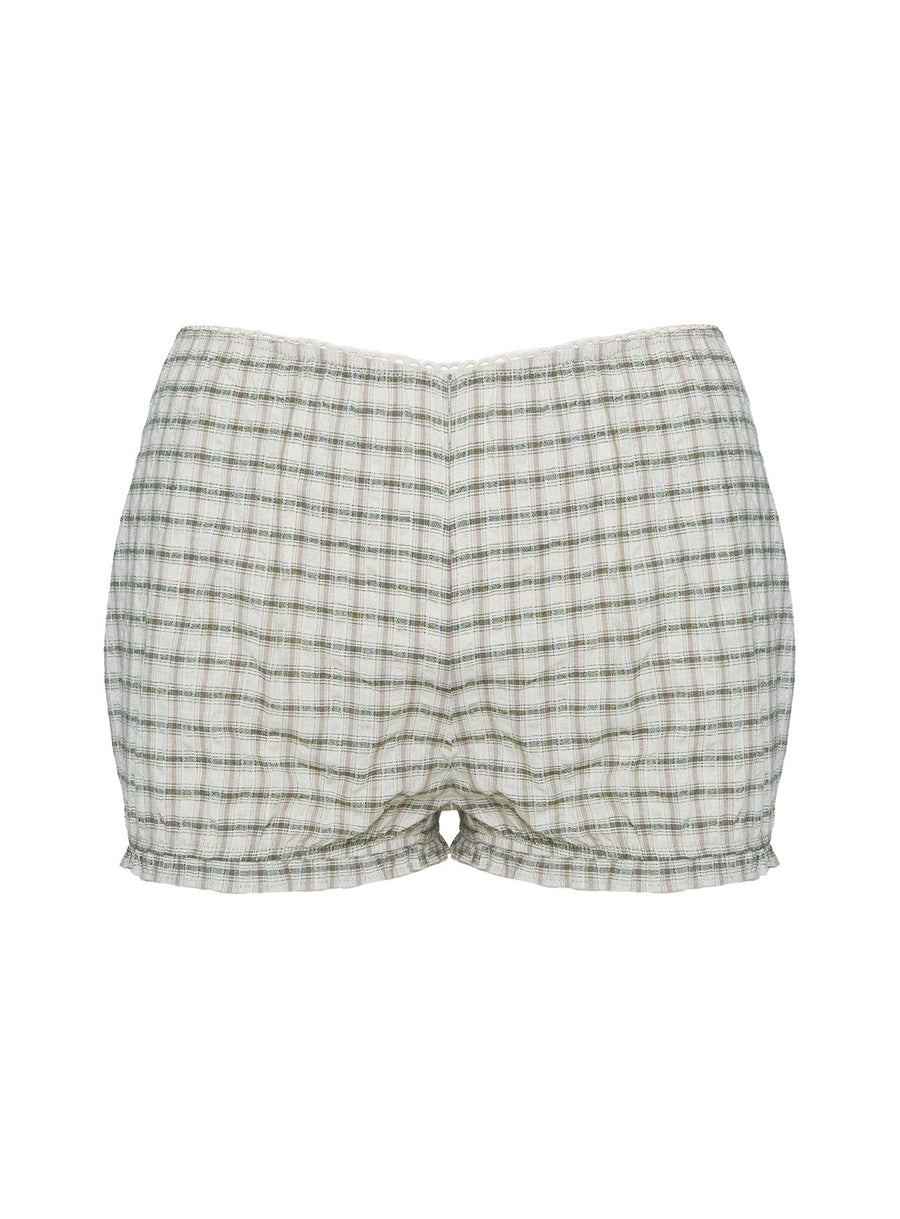 Mousie Micro Shorts Cream Plaid