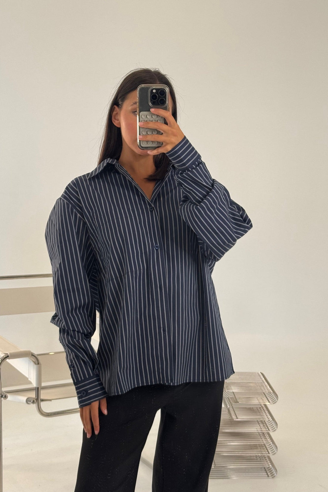 Unisex Long Sleeve Box Shirt Navy