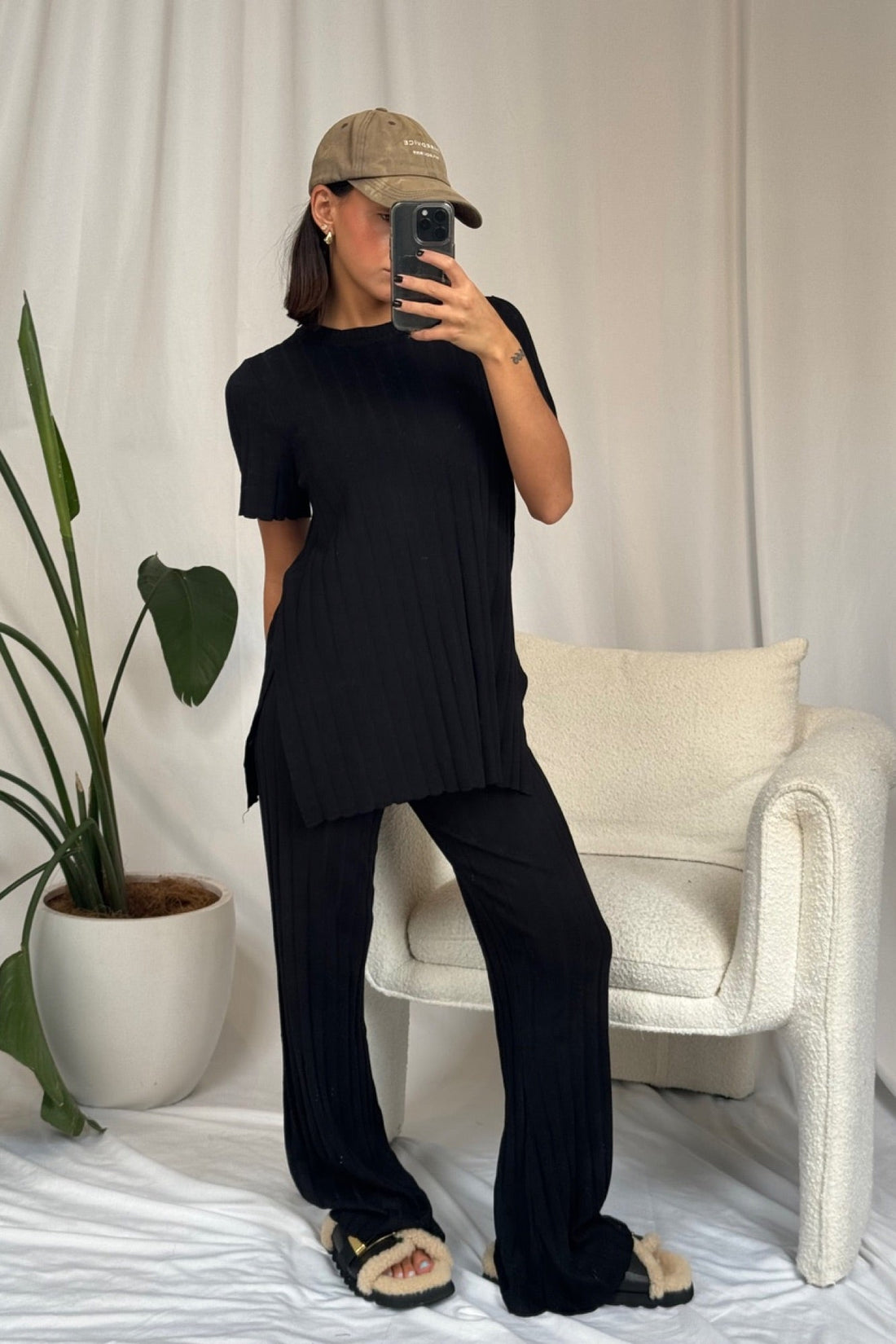 Leighton Ribbed Pant Black