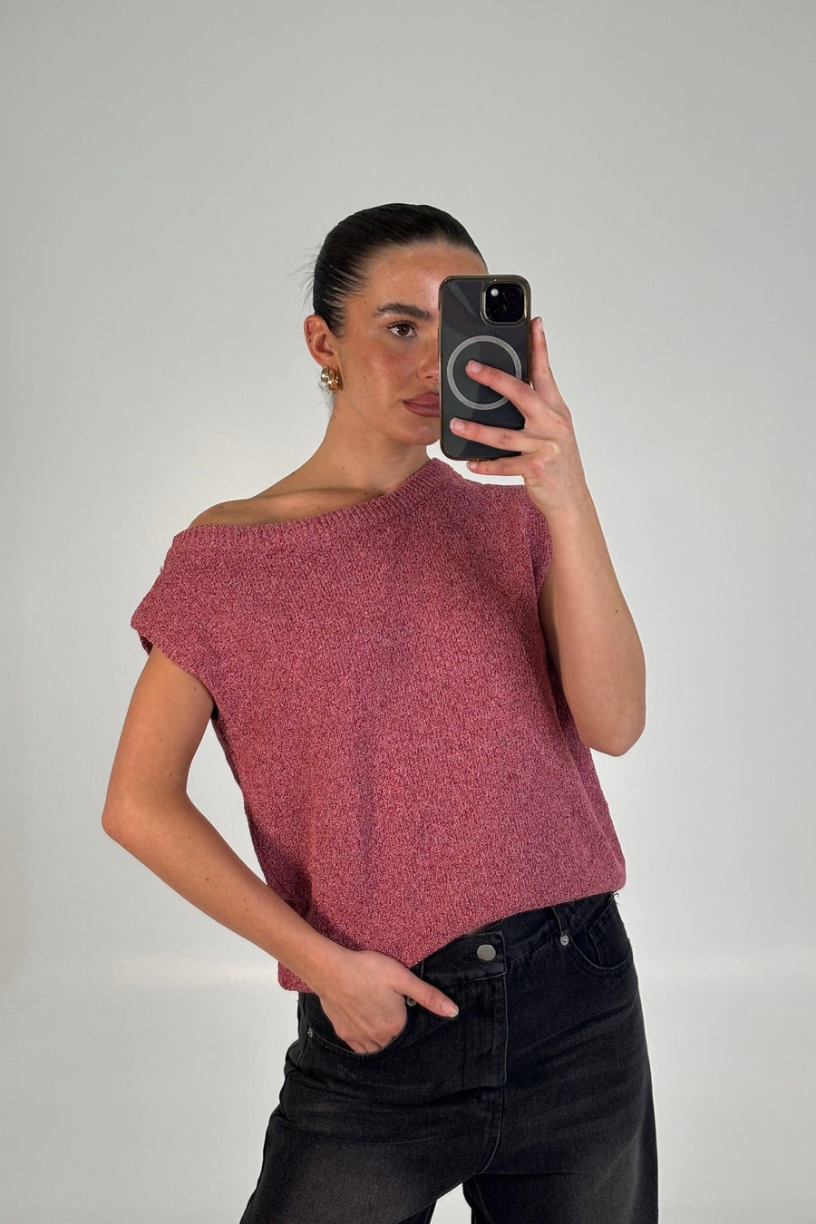 Kaisha Crop Knit Wine