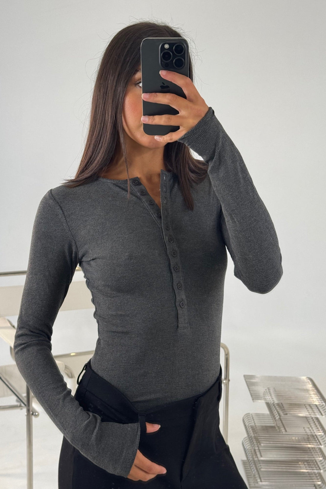 Lara Bodysuit Dark Heather Grey