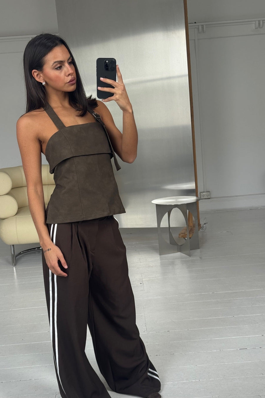 Lilah Halter Neck Top Brown