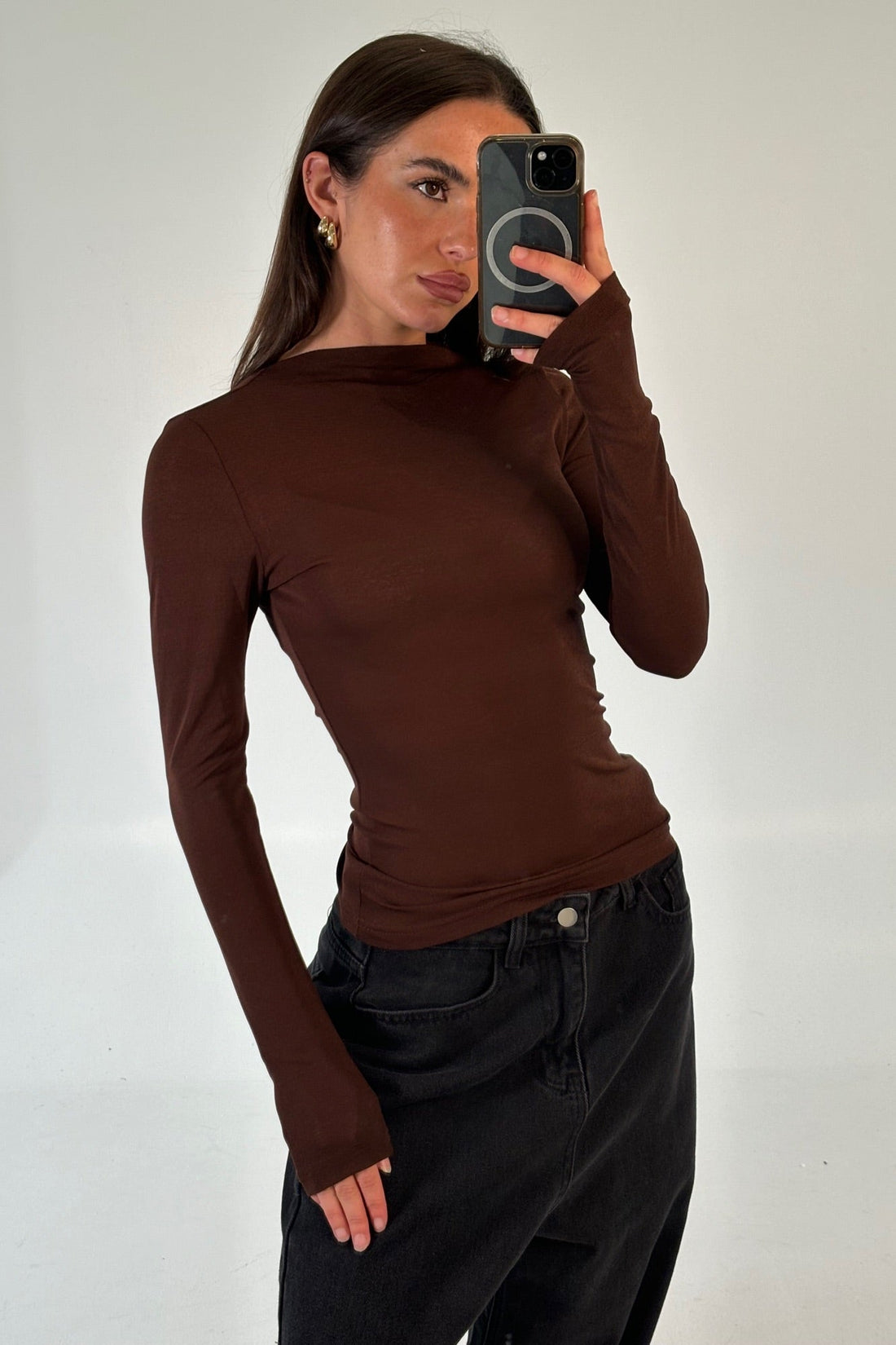 Katya Long Sleeve Top Chocolate